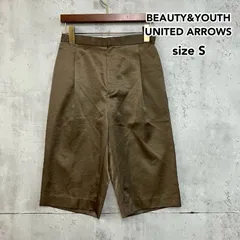 BEAUTY&YOUTH UNITED ARROWS ビューティーアンドユース ユナイテッドアローズ S オリーブ ポリエステル ハーフパンツ ショートパンツ 光沢感 タック入り 無地 シンプル ベーシック ボトムス ズボン ★ ■◆のサムネイル