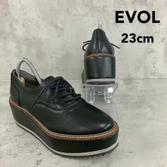 美品 EVOL イーボル 23.0cm 厚底レースアップシューズ ブラック 黒 パンプス ローファー ドレスシューズ ウイングチップ オックスフォード プラットフォーム ウェッジソール ボリュームソール コバステッチ 紐靴 ★ ■■のサムネイル