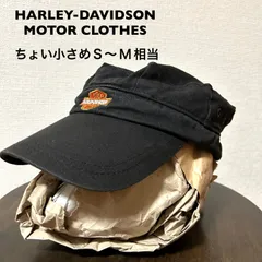 小さめS〜M相当！ ハーレーダビッドソン 古着ワークキャップ 黒 HARLEY-DAVIDSON MOTOR CLOTHES ロゴのサムネイル