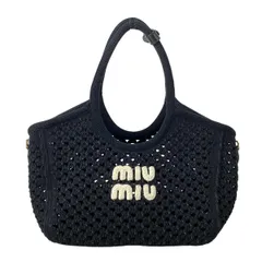 miumiu(ミュウミュウ) トートバッグ アイビー コットン メッシュバッグ 黒×白 コットンのサムネイル