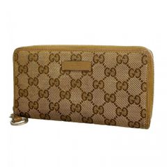 GUCCI グッチ GG キャンバス ラウンドファスナー 長財布 ブラウン