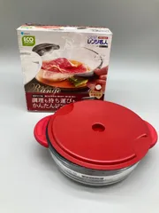 ★未使用★ ASVEL 早わざ レンジ名人 レンジ鍋 シャロウパン 浅型鍋 耐熱ガラス レッド　レシピ本付のサムネイル