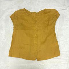 ふんわり ダブルガーゼ カフタンシャツ 五分袖 からし色 - メルカリ