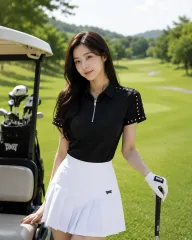 PXG ゴルフ レディース ロックスター スカル 限定モデル ハーフジップ カラ Tシャツ M