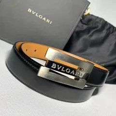 美品 BVLGARI ブルガリ ブランドロゴバックル リバーシブルレザーベルト ブラック&キャメルブラウン 調節可能モデル メンズ 付属ありのサムネイル