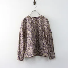 美品 ニーム NIMES プリーツカラーリバティプリントブラウス＼パープル フラワー 花柄 プルオーバー シャツ【2400015031491】のサムネイル