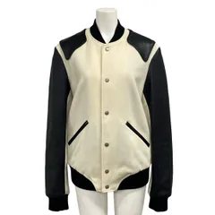 サンローランパリ ブルゾン サイズＦ38 レディース - 507556 アイボリー×黒 長袖/スタジャン/春/秋 ウール、ラムスキンのサムネイル