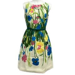 美品 エムズグレイシー 花柄 ベルト付き ノースリーブワンピース マルチカラー M'S GRACY ワンピース 花柄 ベルト付き - メルカリ