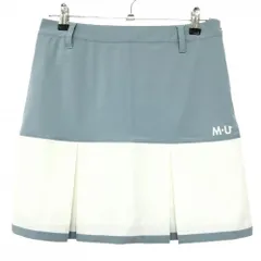 【新品】MUスポーツ ボックスプリーツスカート 白×スモーキーブルー ロゴ刺しゅう  レディース 44(XL) ゴルフウェア M・U SPORTSのサムネイル