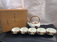 清水焼 京泉 茶器セット 湯呑み5客 急須 アンティーク 煎茶 和食器