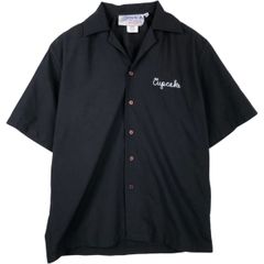 CAL O LINE キャルオーライン ボウリングシャツ 半袖シャツ ブラックL