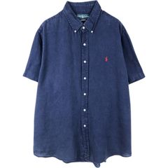 Ralph Lauren 半袖リネンシャツ ネイビー Lサイズ - メルカリ