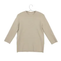 Deuxieme Classe ドゥーズィエムクラス MUSE ミューズ ニット リブ クルーネック 七分袖 ストレッチ セーター プルオーバー カットソー トップス ベージュ レディース 【中古】のサムネイル