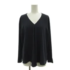 セオリーリュクス theory luxe シャツ ブラウス 40 紺 ネイビー Vネック 長袖 シフォン /NU ■ECG006