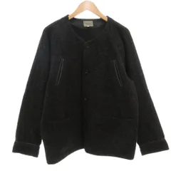 メンズメルローズ MEN'S MELROSE ブルゾン ジャケット M 黒 ブラック ノーカラー 長袖 フロントボタン 無地 ウール /ML ■ECF006のサムネイル