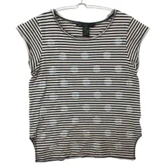 MARC BY MARC JACOBS マークバイマークジェイコブス 半袖Ｔシャツ クルー ボーダー ドット コットン フレンチスリーブ ホワイト×ブラック レディース 【中古】のサムネイル