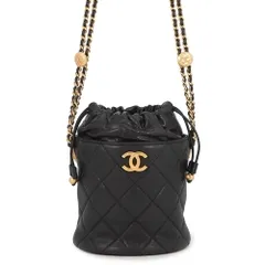 シャネル チェーンショルダーバッグ ココマーク マトラッセ 巾着 キャビアスキン CHANEL 黒のサムネイル