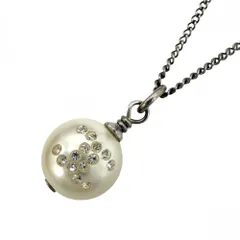 在庫一掃 シャネル ネックレス レディース ココマーク チェーン アクセサリー CHANEL フェイクパール  ラインストーン   09P ホワイト 白 シルバー 約2.8g 2009年【中古品】