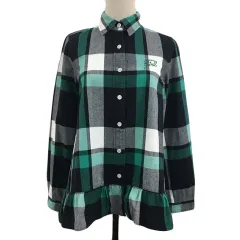 トミーガール tommy girl シャツ スタンダード カジュアル チェック フリル 長袖 M 黒 緑 ブラック グリーンのサムネイル
