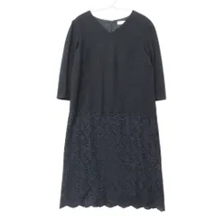 Area Free 自由区 ワンピース 切替え レース Vネック 七分丈 ブラック×ネイビー 40【L】 レディース 【中古】のサムネイル
