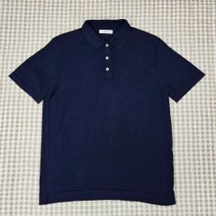 美品 クルチアーニ 鹿の子 半袖 ポロシャツ ネイビー 44 - メルカリ