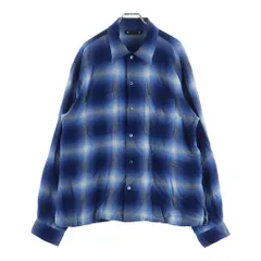 MINEDENIM (マインデニム) R.FLANNEL OMBRE OPEN COLLAR SH ランネル オンブレーチェックシャツ ブルー 2604-5002-37-012のサムネイル