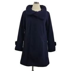 ダブルクローゼット w closet コート ビッグカラー 中綿 比翼仕立て 無地 長袖 F 紺 ネイビーのサムネイル