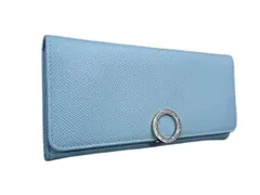 BVLGARI ブルガリ 財布 ブルガリブルガリ 287301 ブルー レザー レディース ロゴクリップ 二つ折り 長財布 ゴールド金具