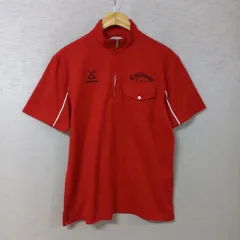 B6-25/Callaway キャロウェイ レッド ハーフジップ Tシャツ メンズ Mのサムネイル