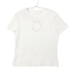 Salvatore Ferragamo サルヴァトーレフェラガモ 半袖Ｔシャツ ガンチーニ ロゴ ラインストーン クルーネック カットソー ホワイト レディース 【中古】のサムネイル