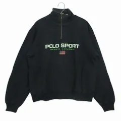 POLO SPORTS ポロスポーツ RALPH LAUREN ラルフローレン スウェット ロゴプリント ハーフジップ スウェット長袖 プルオーバートップス ブラック M メンズ 【中古】