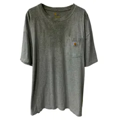 メキシコ製 Carhartt 半袖 ロゴTシャツ 2XL グレー カーハート プルオーバー クルーネック 胸ポケット ロゴ刺繍 カットソー 夏物 a806-6820のサムネイル