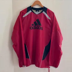 (^w^)b アディダス adidas ピステ ナイロンジャケット プルオーバー ウィンドブレーカー シャカシャカ Vネック 00s y2k テック系 常田大希 スタイル サッカー フットサル オーバーサイズ 赤 黒 白 メンズ Lサイズ OM13200ONのサムネイル