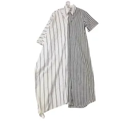 FACETASM ファセッタズム 半袖シャツ アシンメトリー ストライプ ロング ワンピース ホワイト 3【L】 レディース 【中古】のサムネイル