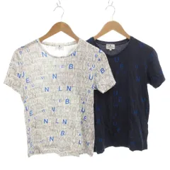 ランバンオンブルー LANVIN en Bleu Tシャツ カットソー 2枚セット まとめて 半袖 総柄 46 紺 ネイビー 白 ホワイト /FF IBO98 ■P-D のサムネイル