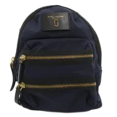 マークジェイコブス MARC JACOBS リュックサック デイパック ロゴ ゴールドカラー金具 ナイロン 紺 ネイビー /FF