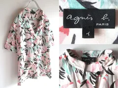 LOOK着用同柄 agnes b. アニエスベー 2020SS 花柄 フラワープリント レーヨン オープンカラーシャツ アロハシャツ ブラウス 1 ブルガリア製のサムネイル