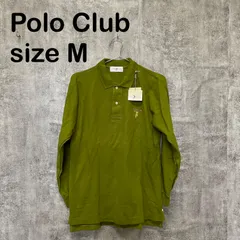 【T-1646】POLO CLUB ポロクラブ M 長袖ポロシャツ グリーン 緑 刺繍ロゴ 鹿の子 コットン タグ付き USA古着のサムネイル