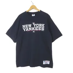 マジェスティック MAJESTIC Tシャツ ニューヨーク ヤンキース MLB ロゴ クルーネック コットン 半袖 L 紺 ネイビー