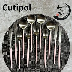 【美品】クチポール カトラリー 12本セット cutipol スプーン フォーク ナイフ ピンク GOAシリーズ ディナーのサムネイル