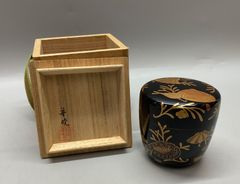 M69 有限会社 おかや木芸 黒柿茶杓 茶道具 黒柿 茶杓 落款 桐箱付 共箱