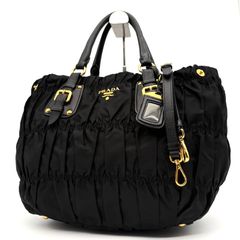 未使用級✨PRADA プラダ　三角ロゴ　トートバッグ　ギャザー　BN1701 黒 極美品】PRADA プラダ 三角ロゴ トートバッグ ギャザー BN1701 黒