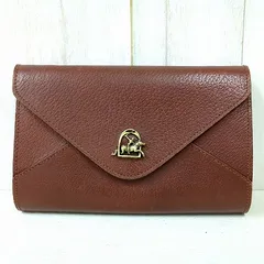 Ralph Lauren ラルフローレン レザー セカンドバッグ 赤茶のサムネイル