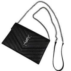 ♪ YSL　YVES SAINT LAURENT サンローラン カサンドラ キャビアスキン ブラック ショルダーバッグ パーティバッグのサムネイル