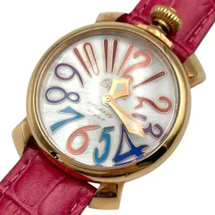 稼働/新品電池 ガガ ミラノ マヌアーレ 40mm GaGaMIJANO MANUALE40 クォーツ QZ 腕時計 シェル文字盤 純正ベルト 【g22】のサムネイル