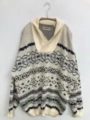 EXPRESS エクスプレス ニット/セーター L アイボリー ミドル丈 その他総柄 長袖 Vネック タートルネック/ハイネック メンズ レディースのサムネイル