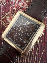 CITIZEN タンク ゴールド クロノグラフ エコドライブ ソーラー H501
