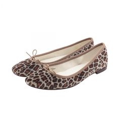 Repetto CENDRILLON Leopard Print Flat Shoes, Beige, Women's, Unused