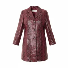 Ee25 BALMAIN バルマン パイソン柄 ロングジャケット レザー サイズ11 レッド ブラック レディースo07tのサムネイル