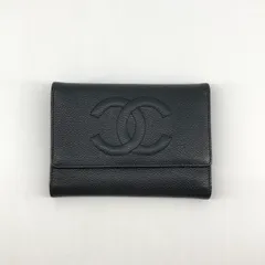 【8%OFFクーポン配布中】CHANEL（シャネル） キャビアスキン 10番台 A13225 三つ折り財布 ブラック